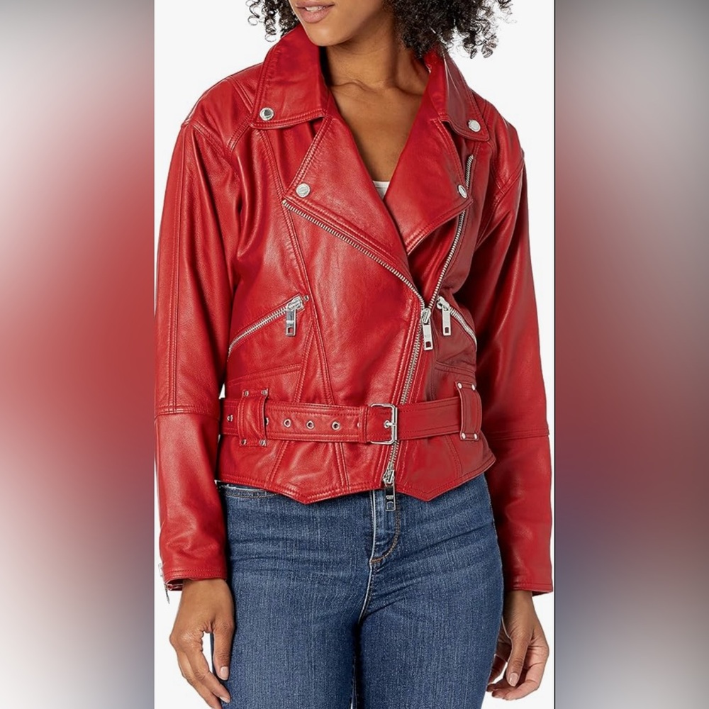 NWT Hudson Jeans Red Leather Jacket